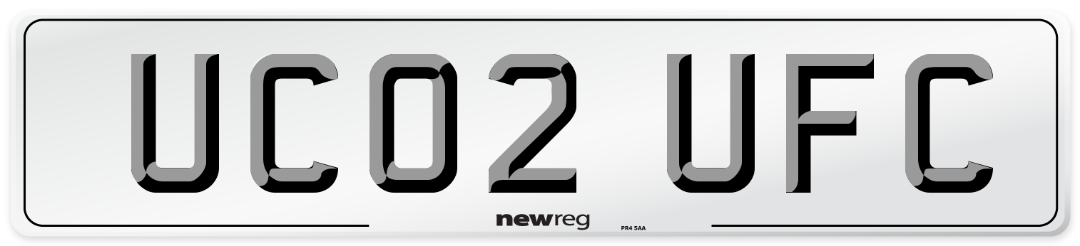 UC02 UFC Number Plate from New Reg